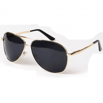 Big Size (160mm wide) Gold Frame Metal Aviator Sunglasses w/Spring Hinges