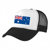 Big Size  (61-65cm) Black / White Trucker Cap with Aussie Logo (Aussie Flag)