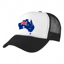 2-3XL Black / White Trucker Cap with Aussie Logo (Map with Southern Cross)