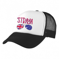Big Size Black / White Trucker Cap with Aussie Logo (Straya)
