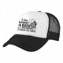 Black / White Big Size (61-65cm) Trucker Cap with Beer Logo (A day without beer...)