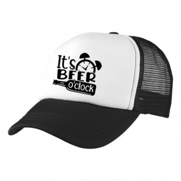 Big Size Black / White Trucker Cap with Beer Logo (Its beer o'clock)