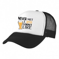 Big Size Black / White Trucker Cap with Beer Logo (Never met a beer...)