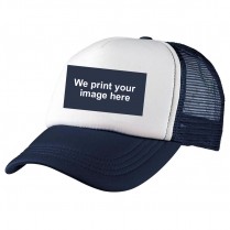 Navy / White Big Size (61-65cm) Trucker Cap with Custom Image Printed