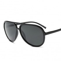 Big Size (150mm wide) Shiny Black Plastic Frame Aviator Sunglasses w/Spring Hinges