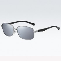 Big Size (152mm wide) Silver (Silver End Pieces) Metal Rectangle Sunglasses w/Spring Hinges