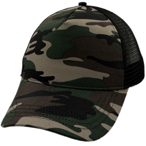 Black / Camo Big Size (61-65cm) Trucker Cap (Deep Crown)
