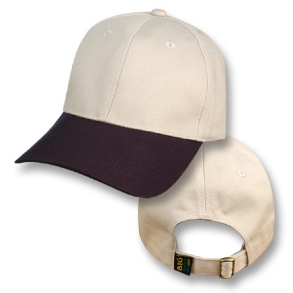Big Size (XL-2XL) Natural / Navy Baseball Cap (Plain - Standard Crown)