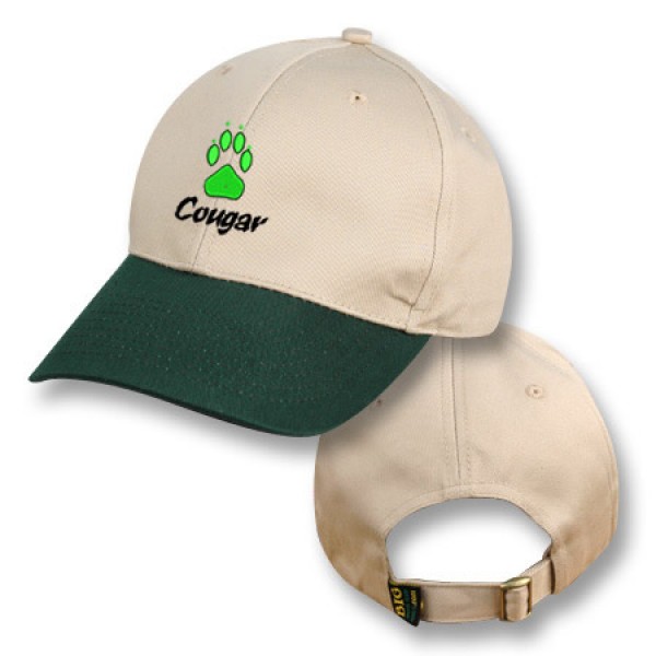 Khaki / Green Baseball Cap with Cougar Logo