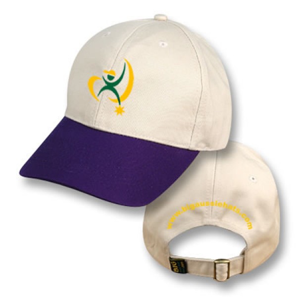 Big Size (XL-2XL) Natural / Purple Baseball Cap (Branded - Standard Crown)