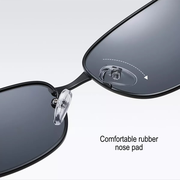 Big Size Black (w/Silver End Pieces) Metal Rectangle Sunglasses (152mm wide + Spring Hinges)